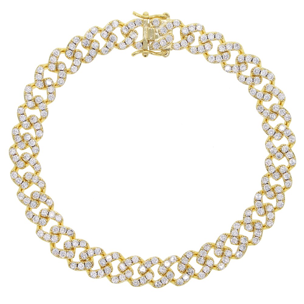 Hip Hop Zomer Strand Stijlen Iced Out Cubaanse Ketting Bling Wit Roze 5A Cz Verharde Enkelbandje Vrouwen Charm Wedding partij Sieraden: gold23cm