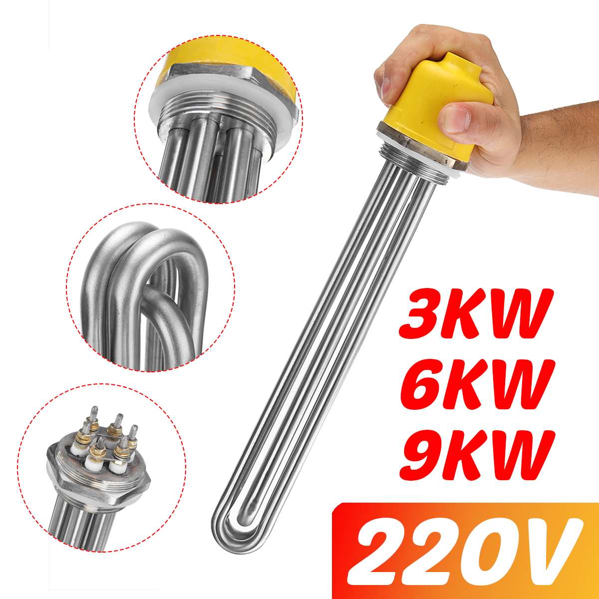 Tubular Oil Heater Heating Element 220V 63mm Flange Disc Power DN40 3KW/6KW/9KW for Heat-conducting Oil Stove Heater Element