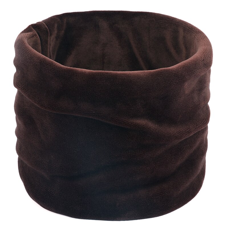 Winter Goud Fluwelen Ring Sjaal Voor Vrouwen Effen Kleur Zachte Halswarmer Vintage Vrouwen Mannen Cirkel Snood Sjaals Paar Unisex: Coffee
