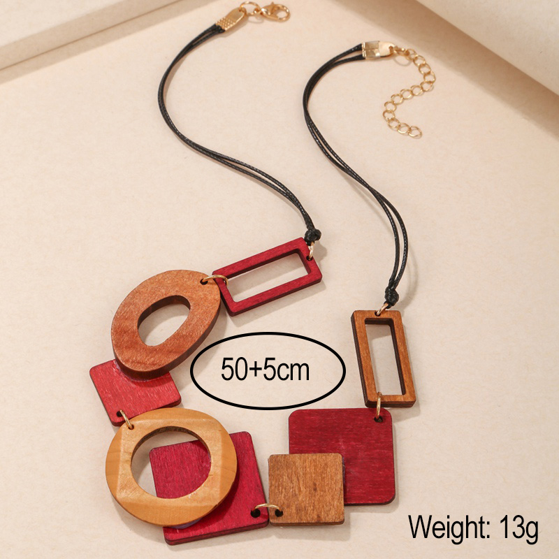 Collar con pechera llamativa para mujer, collares de madera geométricos Vintage, colgantes, decoración para el cuello, nuevos de joyería de
