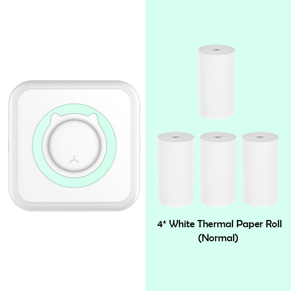 C15 Pocket Thermal Printer Portable Mini Wireless BT Connect 200dpi Photo Label Memo Wrong Question Printing: Green B