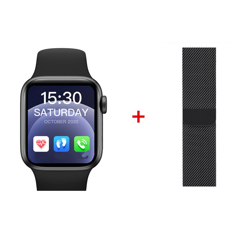 Original IWO AK76 Smart Uhr PK W26 Frauen Männer Spiele SmartWatch Bluetooth Anruf Herz Rate 1,75 Zoll Remote Kamera Für android IOS: black add steel