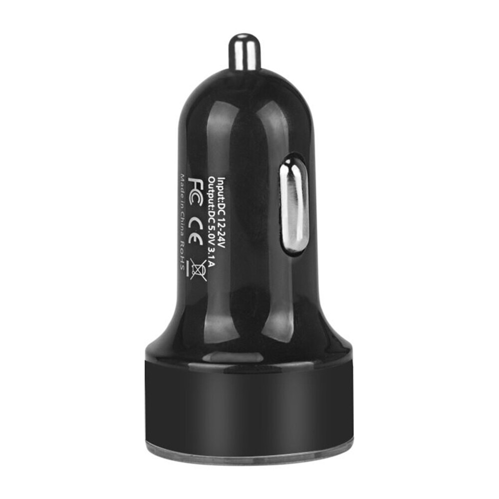 3.1a led-scherm usb-telefoonlader, autolader voor iphone 11 pro max 7 8 plus se, dubbele usb-snellaadadapter: Zwart