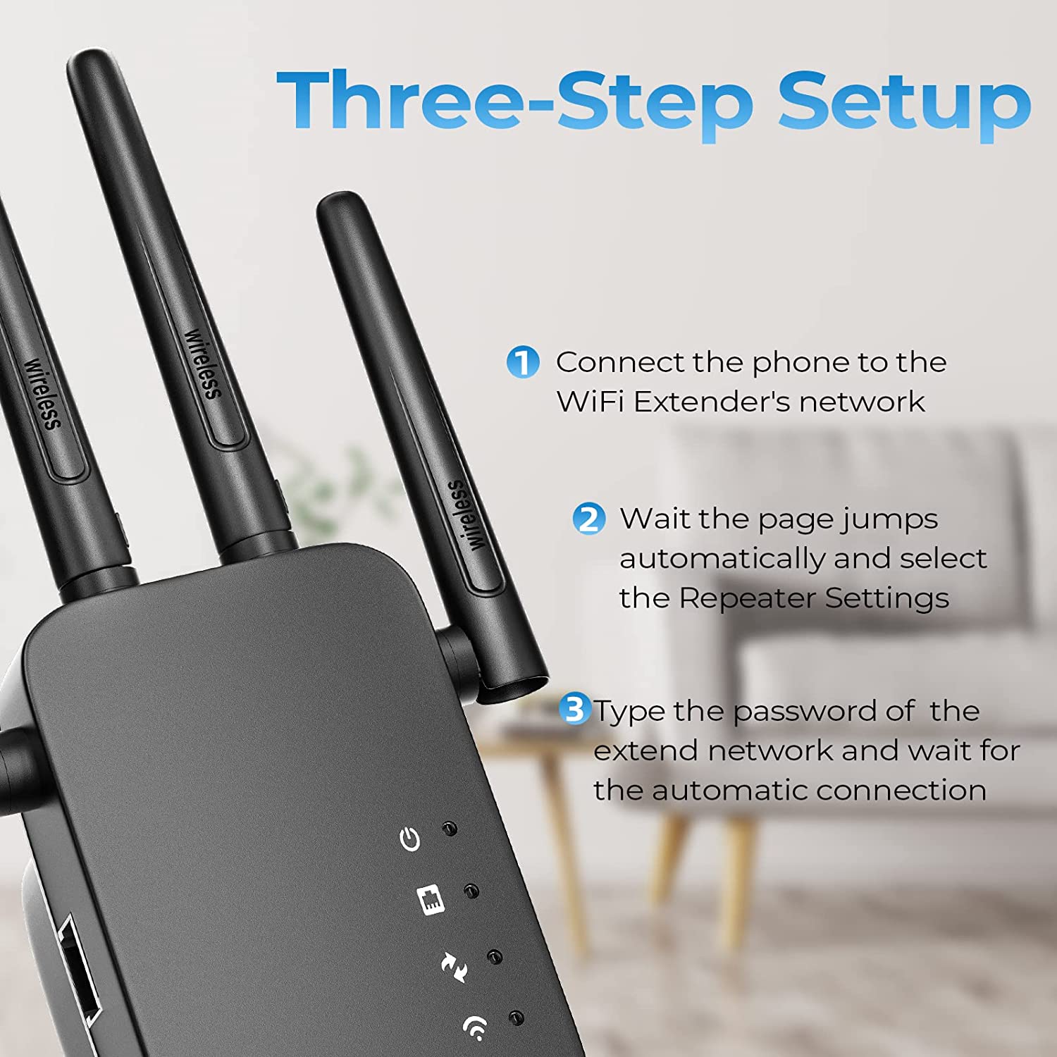 Wireless WiFi Extender Coverage Upto 4000 Sq.ft and 38 Devices Wi-Fi Repeater Long Range Amplifier with Ethernet Port Easy Setup