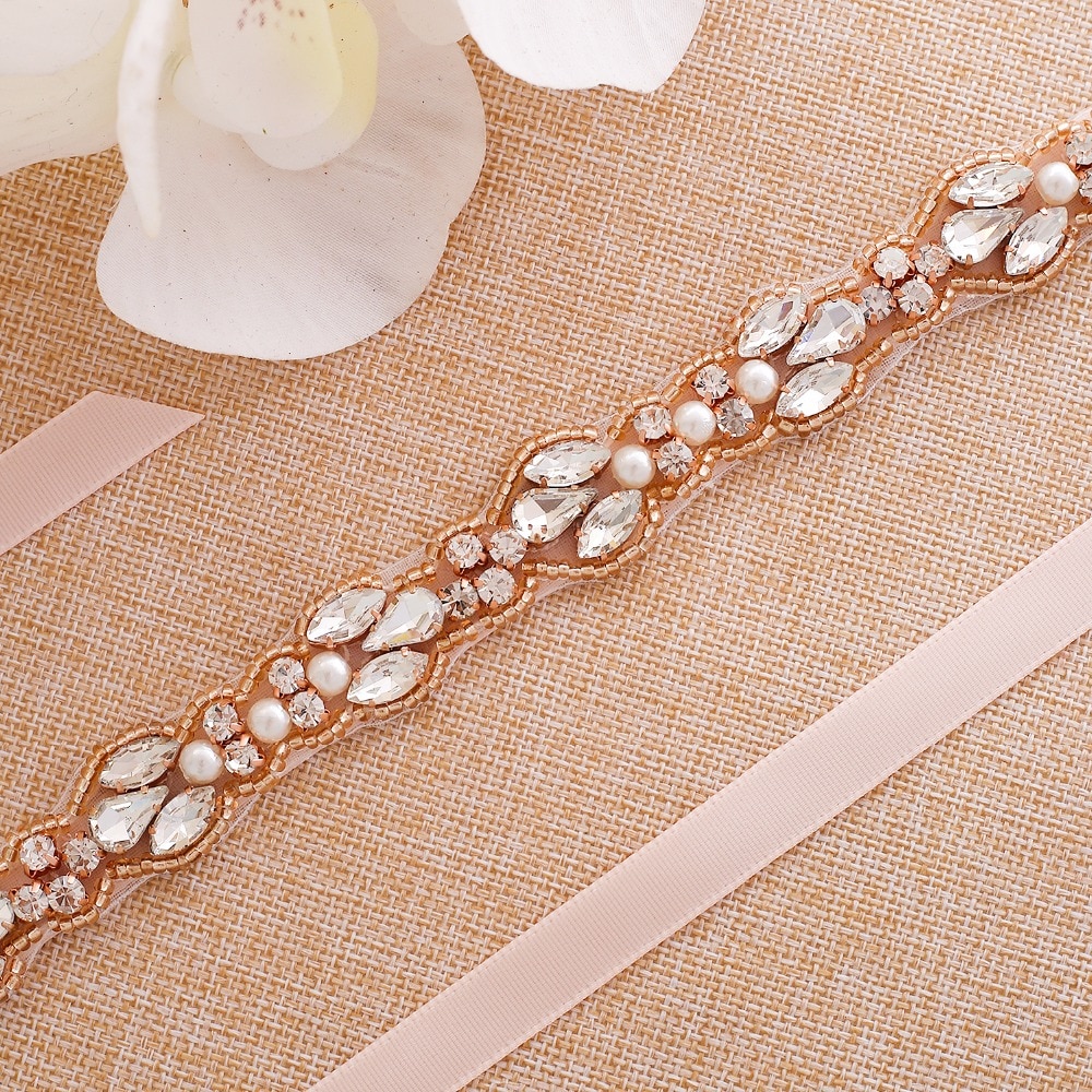 Sesthfar pearls bröllopsbälte strass brudbälte roséguld kristall bröllopsbälte för brudtärna klänning
