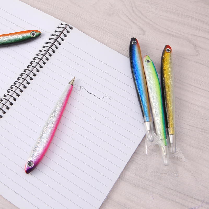 Cartoon balpen met pendop Visachtige schrijfpen Zwart/blauwe inkt Zakformaat voor gebruik in restaurants, kantoren en scholen