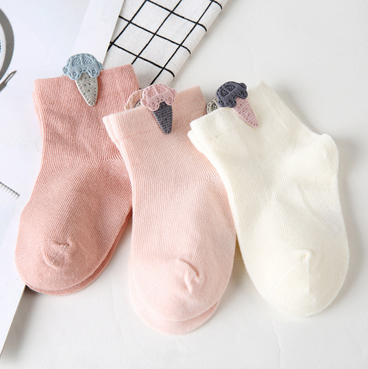 Toddler Girls Kids Socks Cotton Baby Leg Warm 3D Cartoon Button Socks Candy Color short Socks