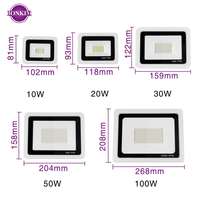 Led projektør pir bevægelsessensor  ac220v kold hvid reflektor spot vandtæt  ip66 10w 50w indendørs udendørs induktionsbelysning