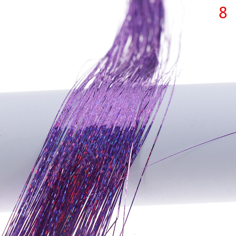 1 worek blask włosów blichtr Bling włosy Secoration dla syntetycznych robić przedłużania włosów brokat tęczy dla dziewcząt i imprezę 50x3.3cm: N8