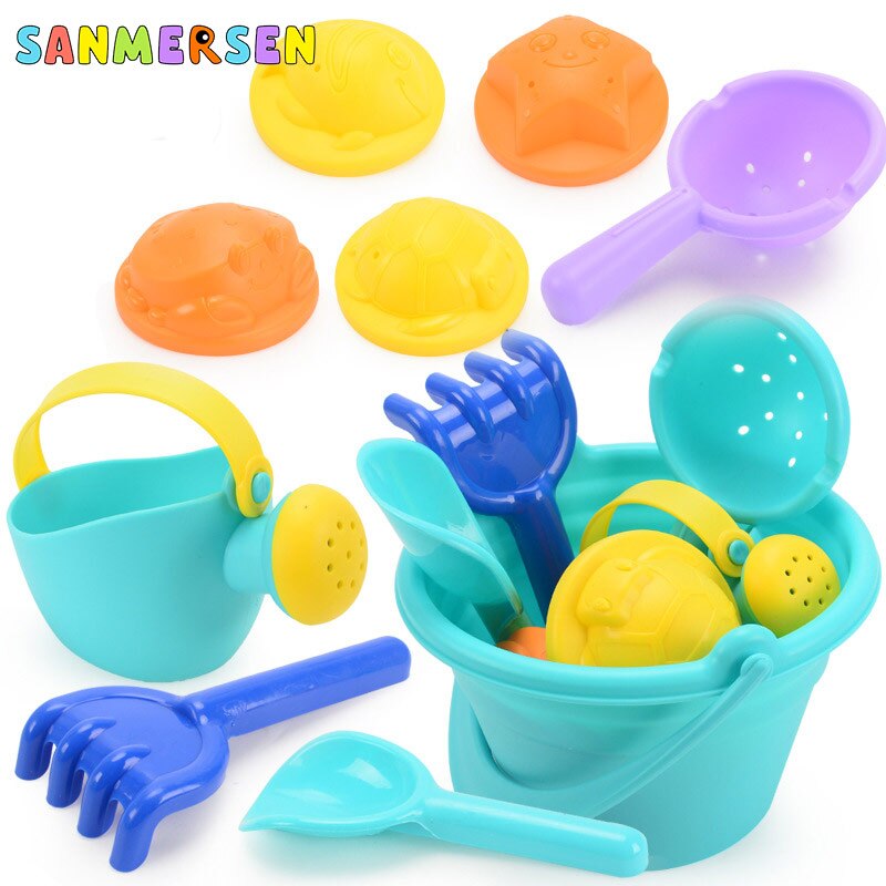 9PCS Summer Baby Beach giocattoli mare bambini giocattoli da bagno Set Beach Party Cart anatre secchio plastica sabbia stampi strumento giochi d&#39;acqua