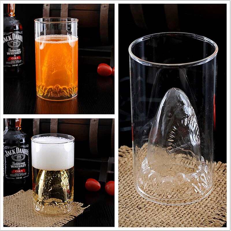 1 Piece Floating Shark Attack Shot Glass Mug / Shark Drinking Glass Cup Deep-sea Shark Drinking Glass