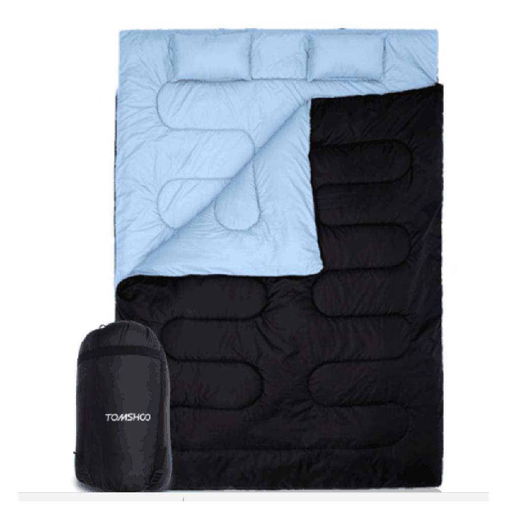 Tomshoo 86 " x60 " dobbelt termisk sovepose 2 person camping vandreture vinter soveposer med 2 puder campingudstyr