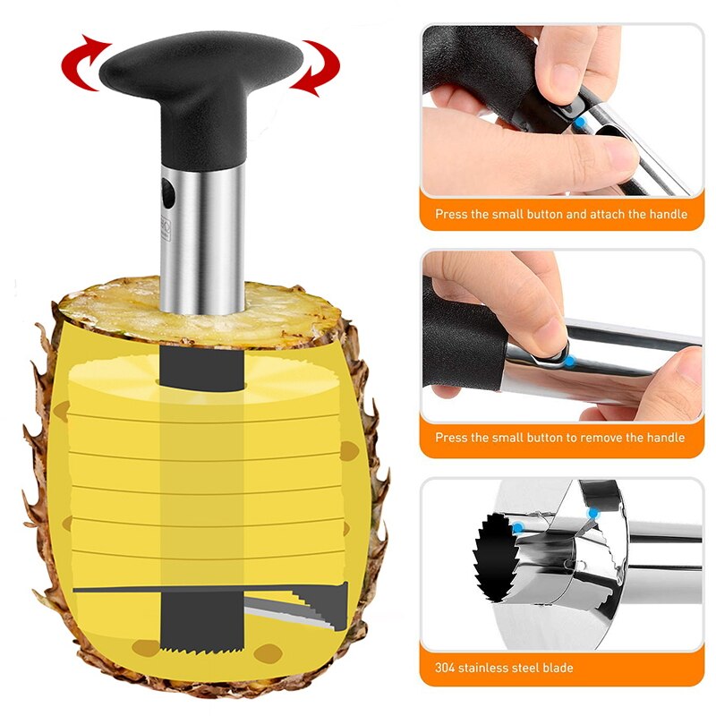 Fypo Stainless Steel Pineapple Cutter Fruit Peeler Corer For Pineapple Easy Cutter Tools Kitchen Pineapple Knives Tool