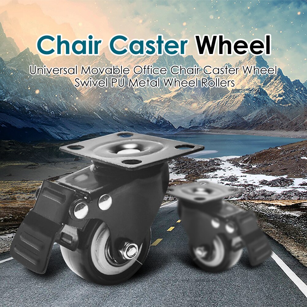 1PC Universal Movable Office Chair Caster Wheel Swivel PU Metal Wheels Rollers Replacement Soft Safe Rollers Furniture Hardware