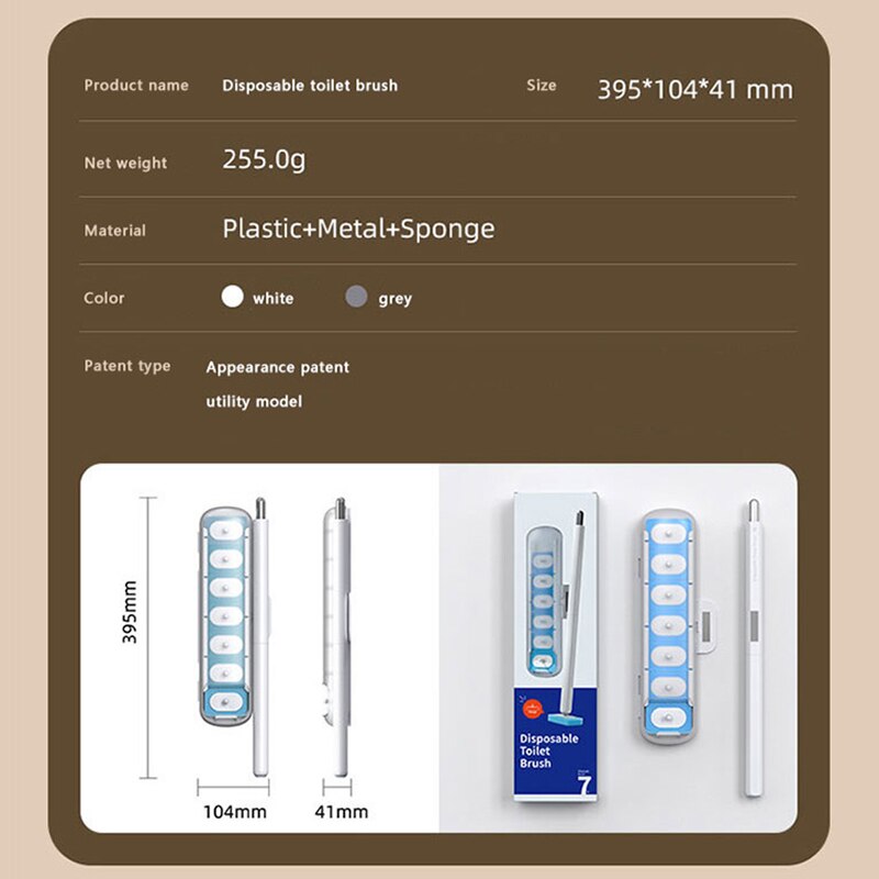 Brosse de toilette jetable à Long manche, tête de brosse remplaçable sans poinçonnage, ensemble d&#39;accessoires de salle de bain ménagers, outils de nettoyage de WC