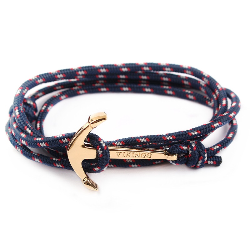Retro Vikings Bracelet For Men Women Popular Male Multilayer Wrap Bangle Gold Color Handmade Anchor Bracelets SL017