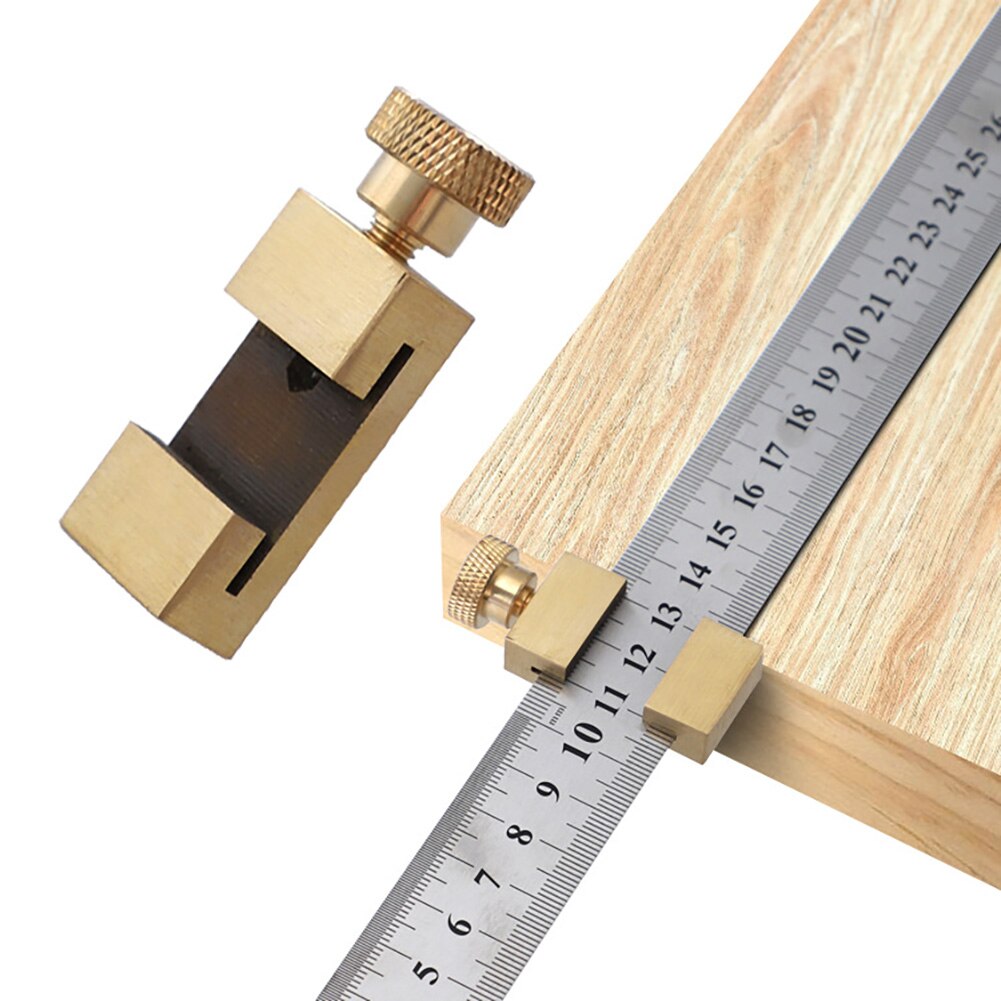Brass Locator Steel Ruler Limit Adjustment Block Positioning Block Woodworking Scribing