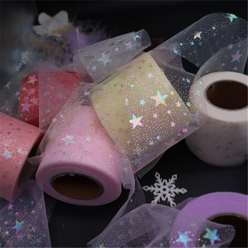25 yard/rulle regnbue glitter tyl rulle pailletter krystal organza gennemsigtigt stof gør det selv håndværk tutu nederdel hjem bryllup dekoration