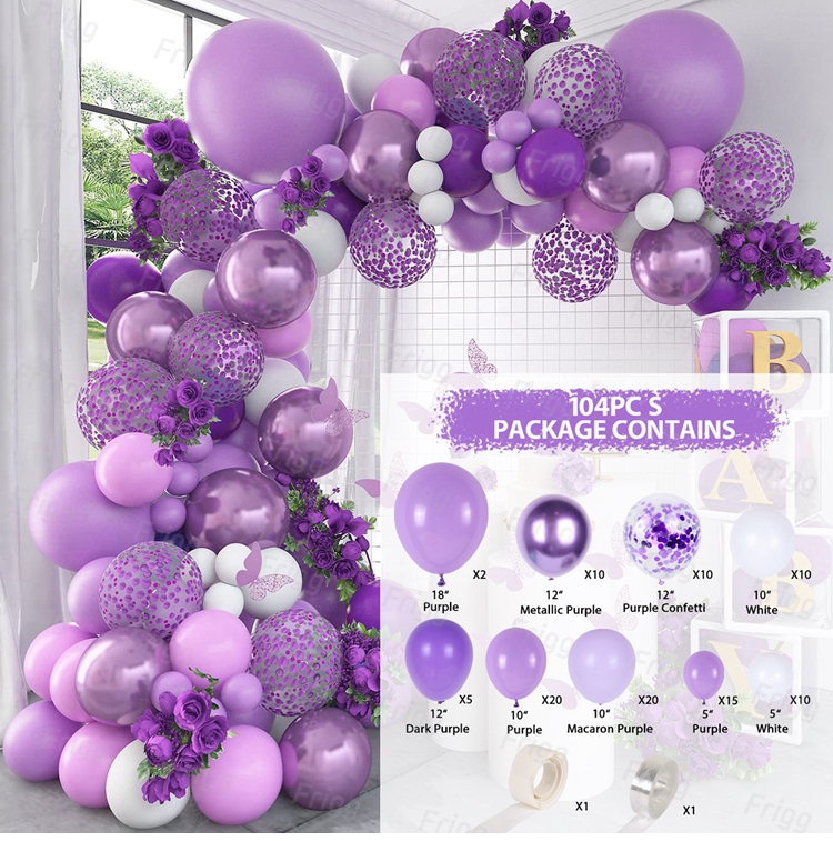 Globos de mariposa púrpura, Kit de arco de guirnalda, globo de látex, decoración para de cumpleaños, niños y adultos, globo de boda, decoración para Baby Shower: balloon 1