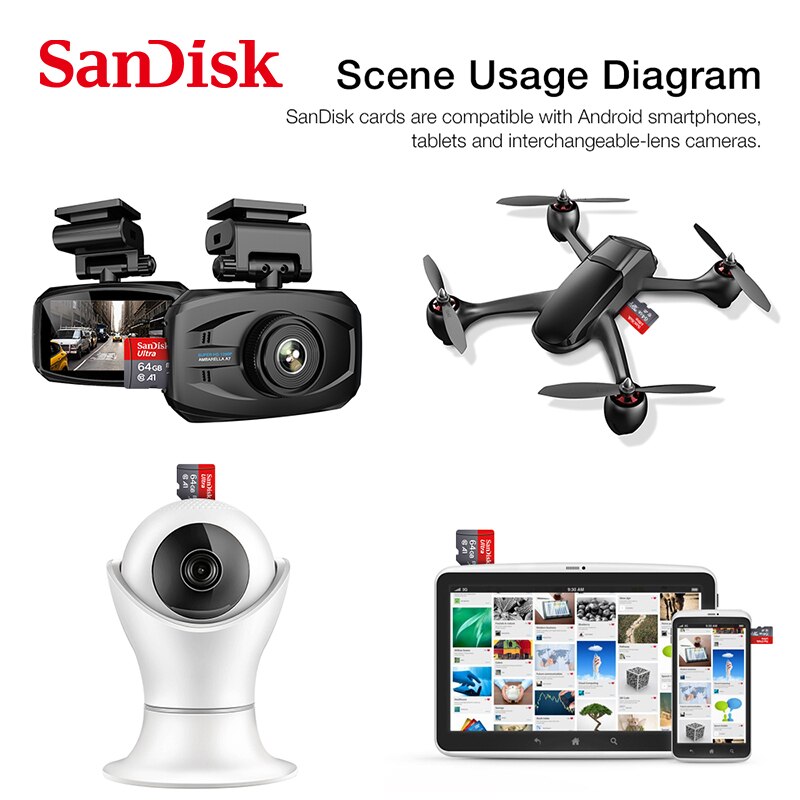 Sandisk Ultra microSD 16GB 32GB 64GB 128GB Class10 Memory Card Card SD/TF Flash Card + adapter + card reader Standard