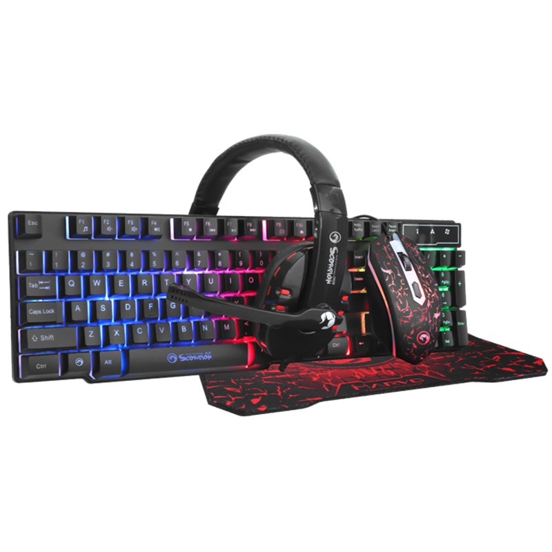 Gaming Magic Keyboard Mouse Headset Mouse Pad Bundle USB Wired Computer Pc Kit Clavier Sans Fil Gamer Accessories