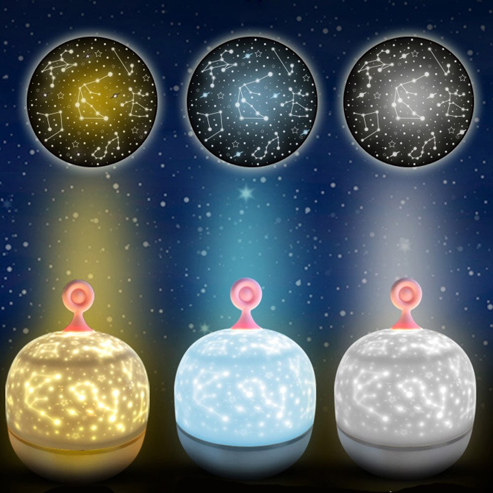 Gwiaździsta lampa projektora doprowadziło romantyczna marzycielska obrotowa lampka nocna walentynki prezent urodzinowy dla dzieci pozytywka