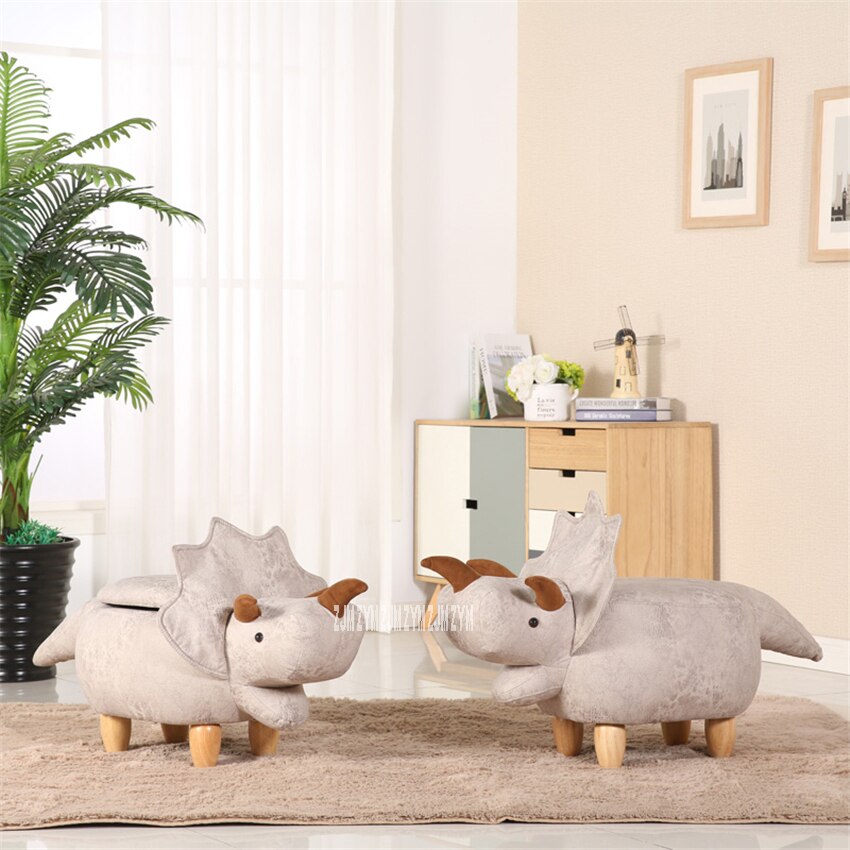 Modern High Density Resilient Sponge Animal Change Shoe Stool Solid Wood Children Shoes Storage Stool Living Room Sofa Footstool