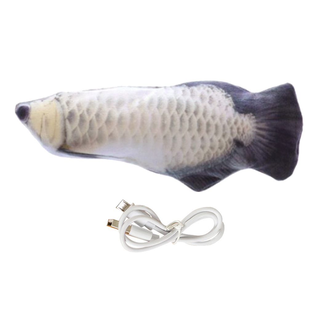 Juguete eléctrico para gato, pez que baila, modelo realista de Animal del océano, carga USB, juguete divertido para ejercicio de gato: Silver Dragon