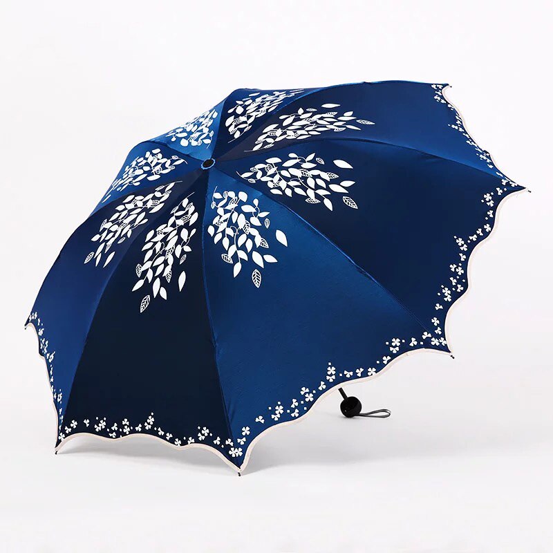 Sombrilla de Sol de , paraguas de lluvia de para mujer, paraguas doble de hojas de princesa, sombrilla femenina, portátil para mujer