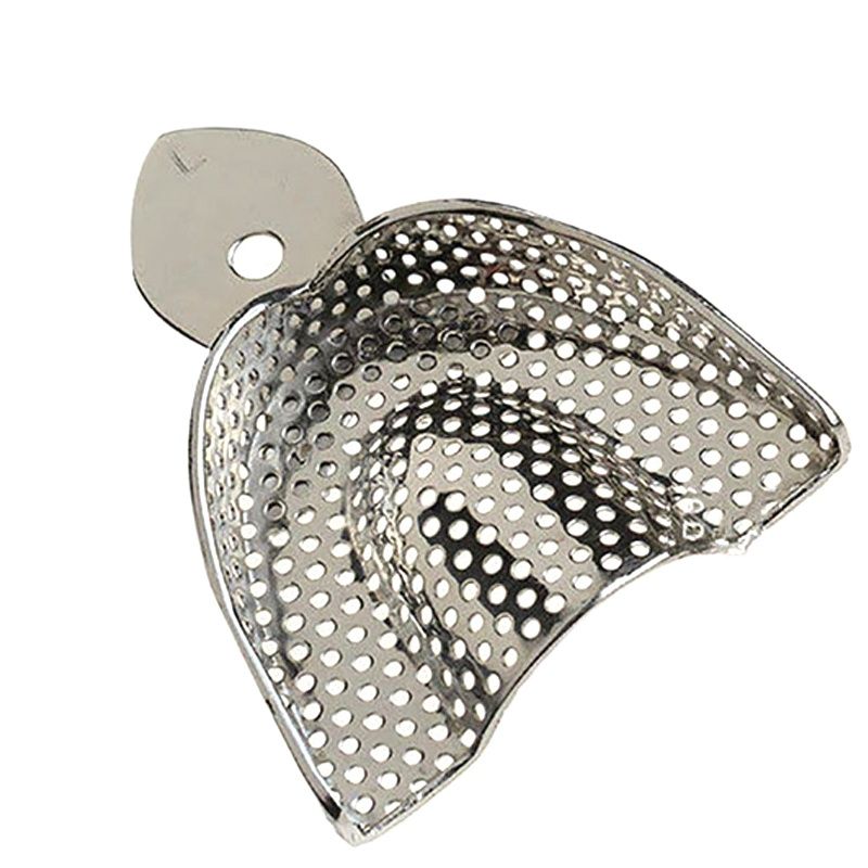 Cesoon-bandeja de impresión Dental superior e inferior de acero inoxidable, herramientas de dentista autoclavables, con soporte de dientes de agujero, S/M/L, 6 unids/set por juego