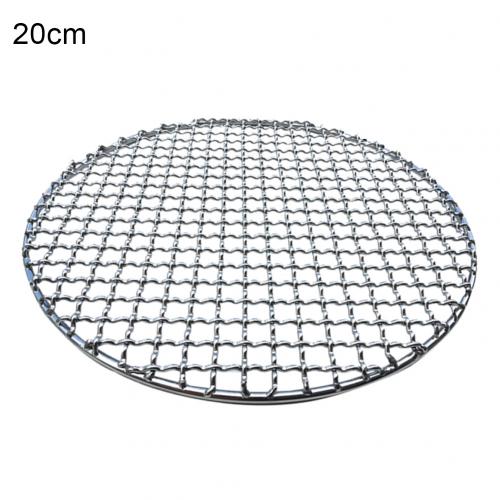 Rustfrit stål runde grill bbq grill mesh net non-stick grill bageplade bacon grill værktøj jern netto grillmåtte gitter: 20cm