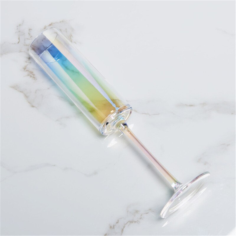 Rainbow bägare färgade vinglas jonpläterade glas festglas en mängd olika stilar färgglada kristall champagneglas: A