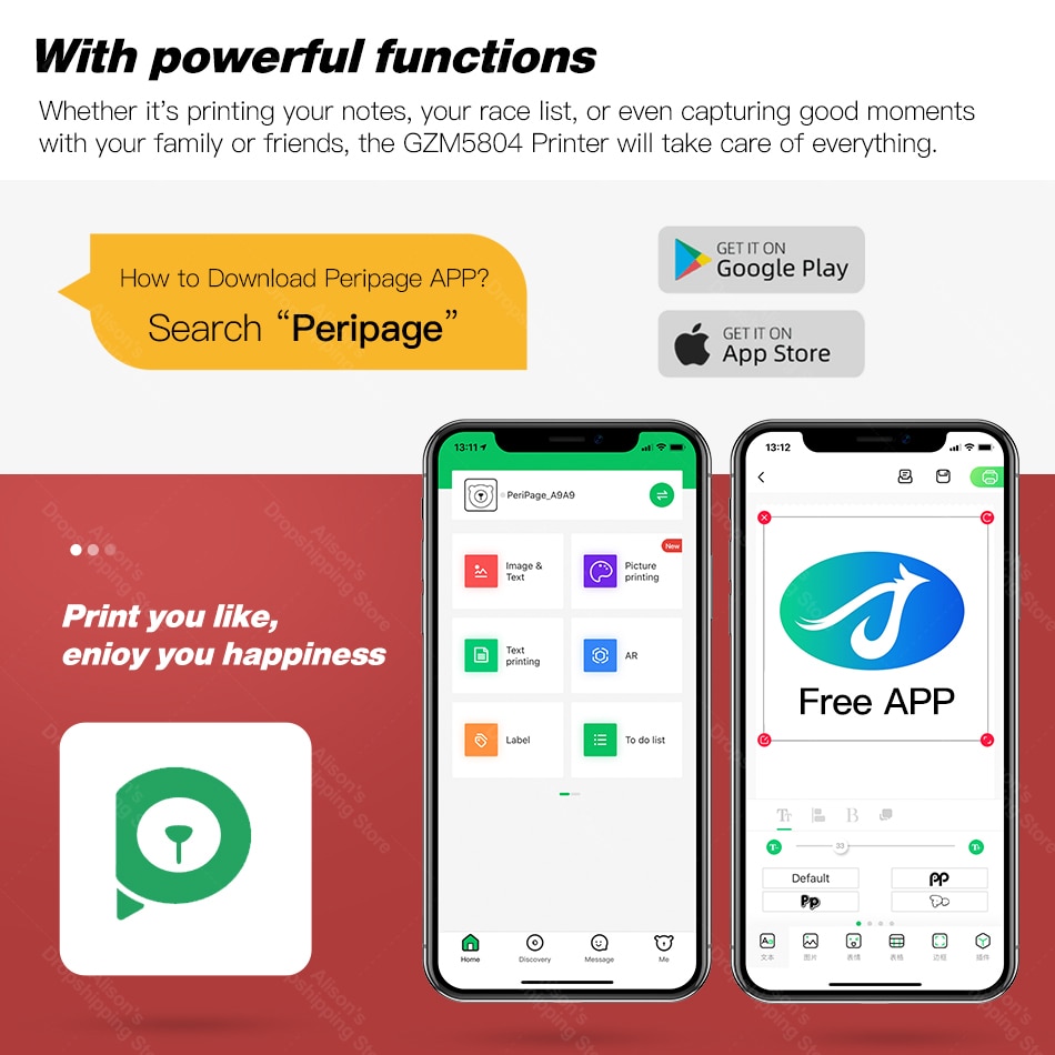 Peripage Rode Draagbare Thermische Bluetooth Printer 203Dpi 2 "Rode Photo Factuur Mini Draadloze Printer Voor Android Ios Mobiele telefoon