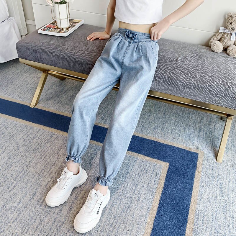 Girls Jeans Bow Kids Jeans Girls Casual Style Children Jeans Spring Autumn Children's Clothes 6 8 10 12 14: 8
