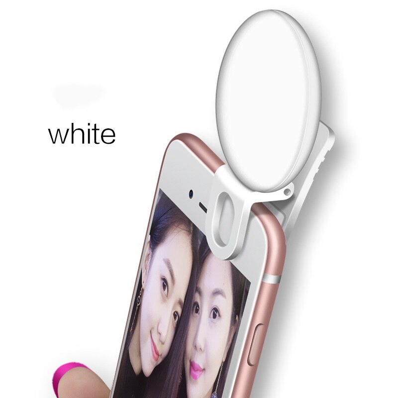 Portable Selfie Flash Led Camera Clip-on Mobile phone Selfie ring light video light Night Enhancing Fill Light Self-timer Lamp: White