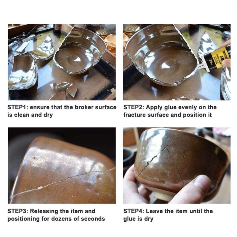 Pegamento AB fuerte de secado rápido, epoxi adhesivo de hierro, acero, aleación de aluminio, vidrio, plástico, madera, cerámica y mármol, 25ML