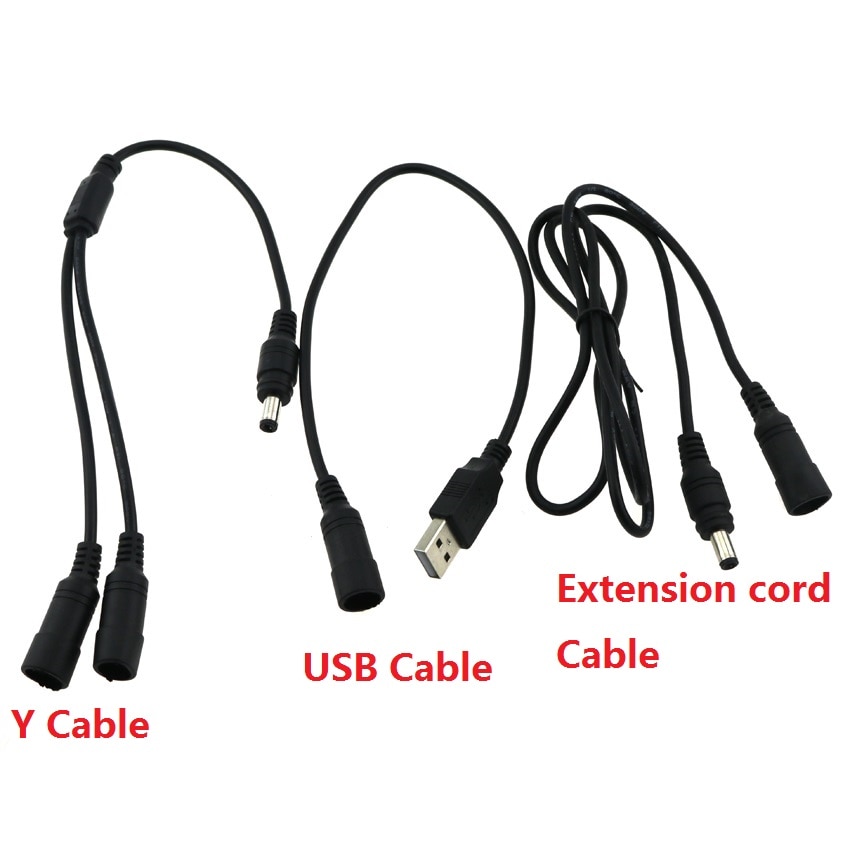 3 stks/set man-vrouw power aansluiten kabel y kabel usb-kabel verlengsnoer kabel sluit fietslicht en batterij pack