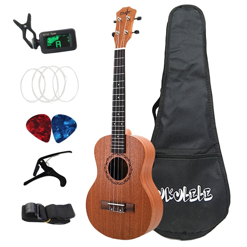26 Inch Ukelele Tenor Sapele Acoustic Guitaar Mini Hawaii Full Kits Ukulele Guitar for Beginner Kids: Default Title