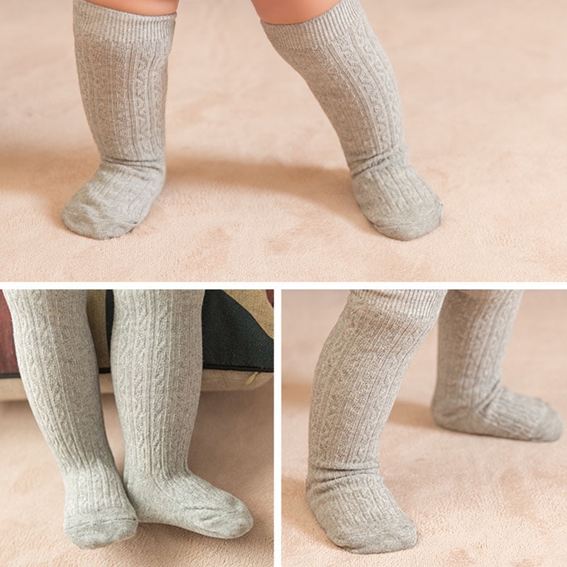 freundlicher Baby Socken Einfarbig Baby Mädchen Jungen Socken Kleinkind Kleinkind Knie Hohe Socken Herbst Winter Warme Sokken freundlicher Bein wärmer