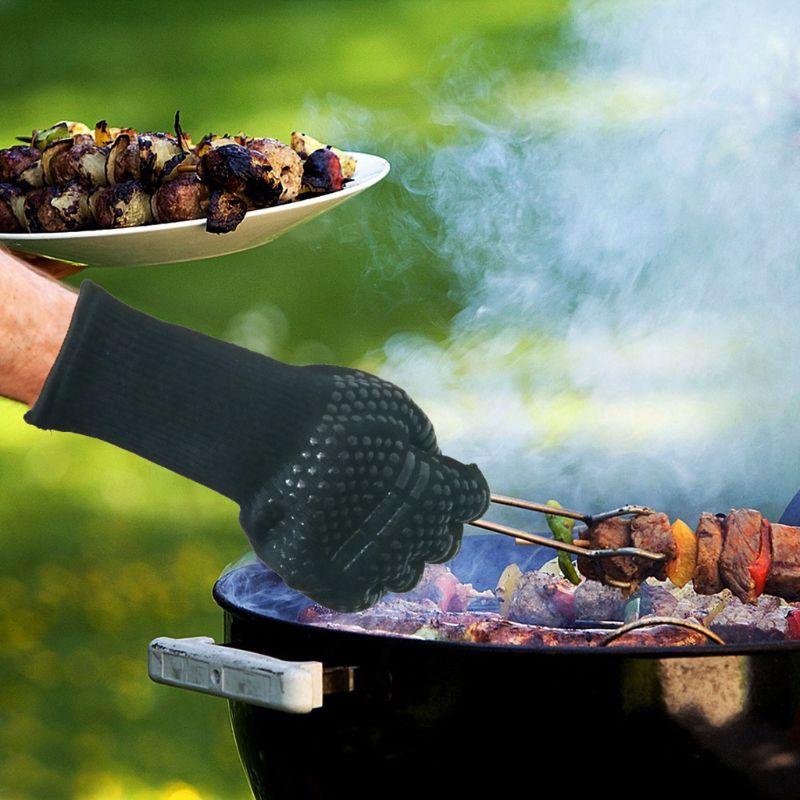BBQ Handschuhe extrem Hitze Beständig Ofen Handschuh BBQ Grillen Handschuhe BBQ Zubehör 11UA