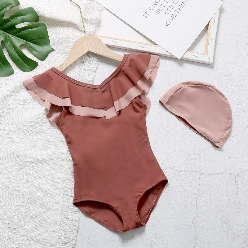 Robe une pièce coréenne pour filles, à volants, dos ouvert, haut, Spandex, enfants, tenue d&#39;été