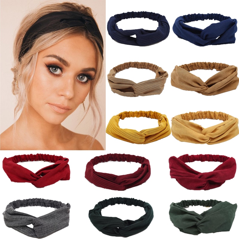 Suede Twist Tulband Vrouwen Haarband Bows Elastische Hoofddoek Sport Haarbanden Head Band Knoop Hoofdband Voor Meisjes Hoofddeksels Headwrap
