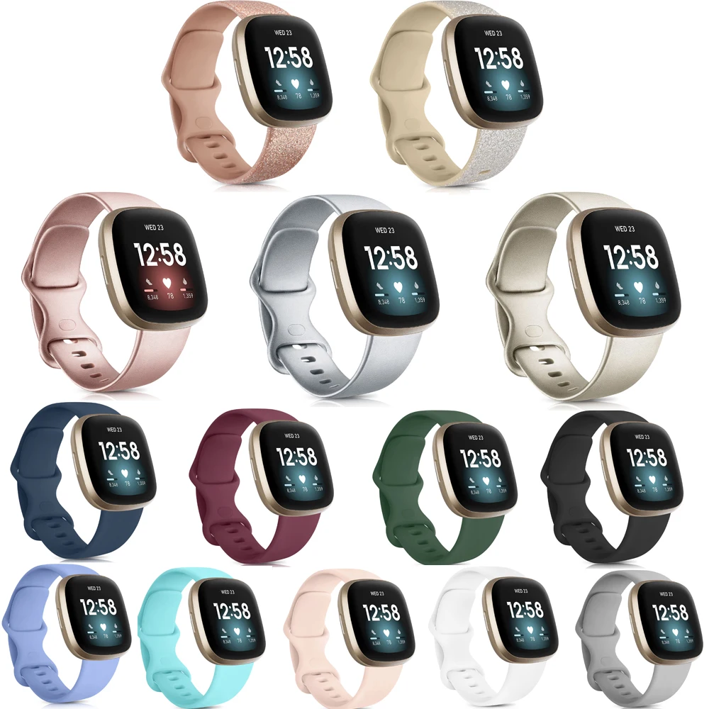 Horloge Band Voor Fitbit Versa 3 Band Siliconen Polsband Vervanging Voor Fitbit Gevoel Armband Correa Accessoires Rose Goud Zilver