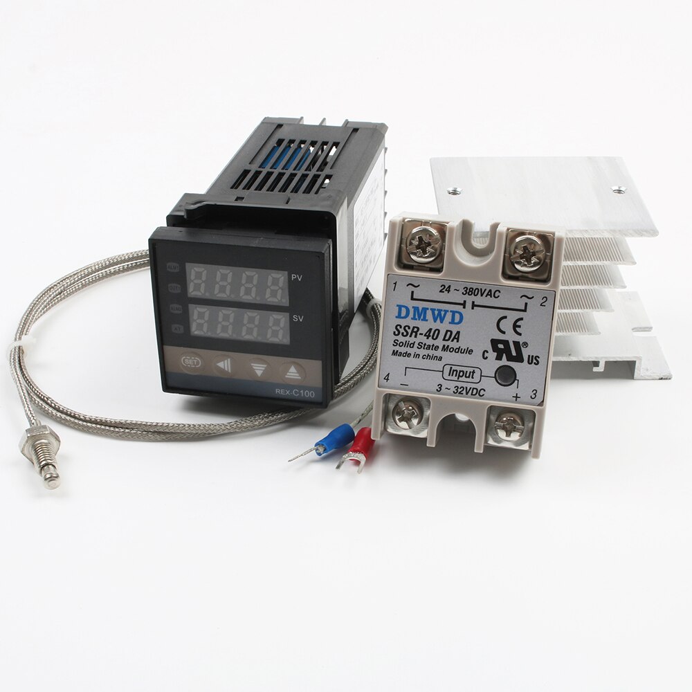 110V~240V Digital PID Temperature Controller REX-C100 REX C100 thermostat + 40DA SSR Relay+ K Thermocouple 1m Probe RKC