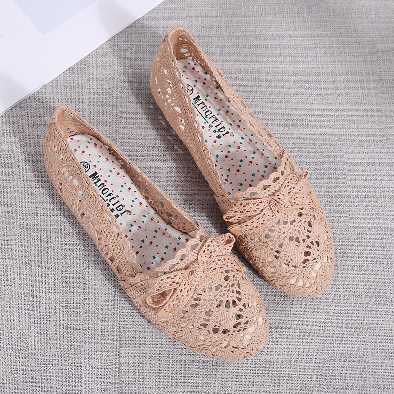 Women Lace Flats Shoes Summer Hollow Comfortable Boat Shoes Shallow Mouth Women Casual Shoes Mujer Chaussures Femme