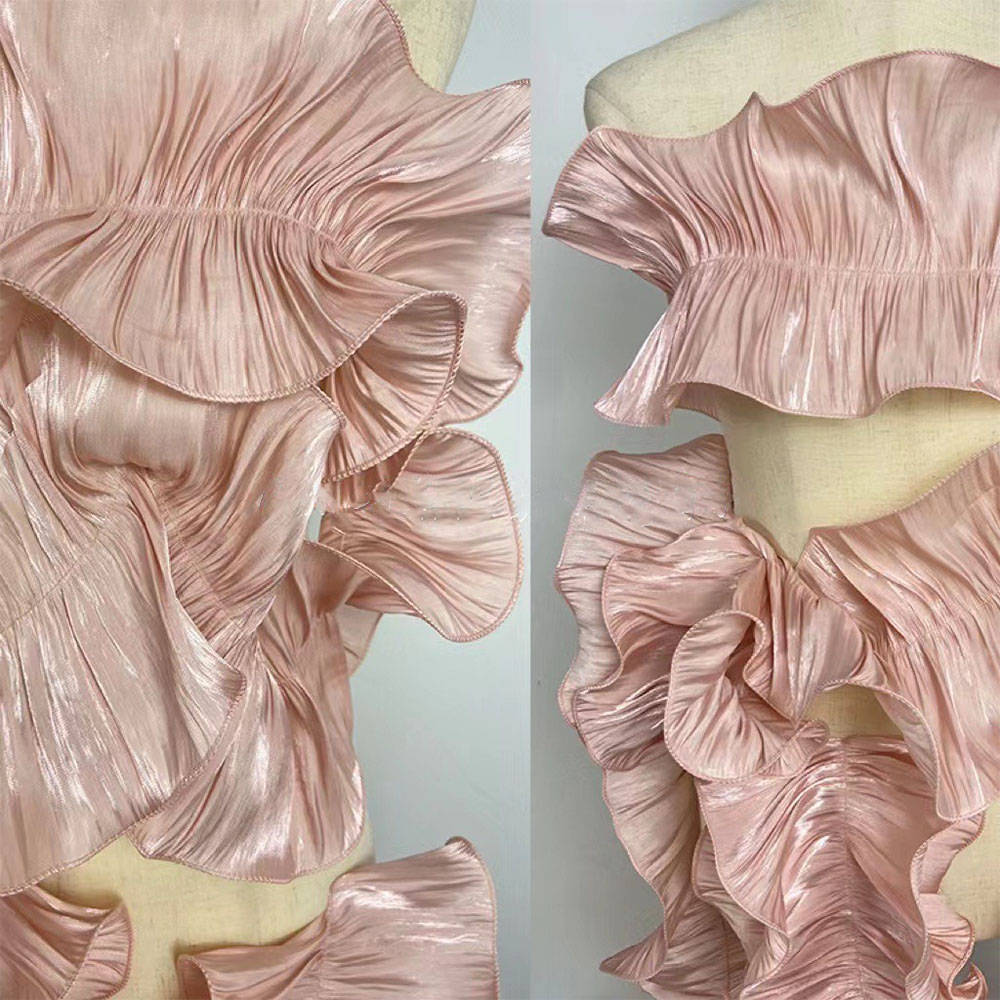 1Yard Ruche Glanzend Satijn Plooi Kant Versieringen Stof Voor DIY Naaien Meisje Jurk Boeket Lint Gordijn Rand Zoom Home Party bekleding