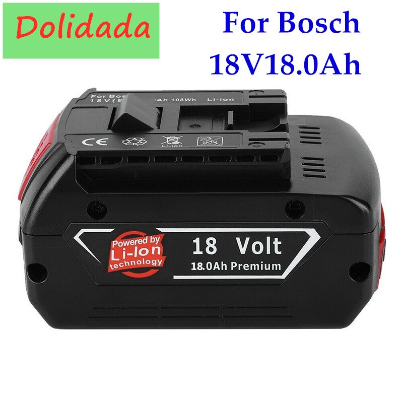 Original 18V 18000mah Rechargeable Li-ion Battery For Bosch 18V Battery Backup 18Ah Portable Replacement BAT609 Indicator light: 1PCS
