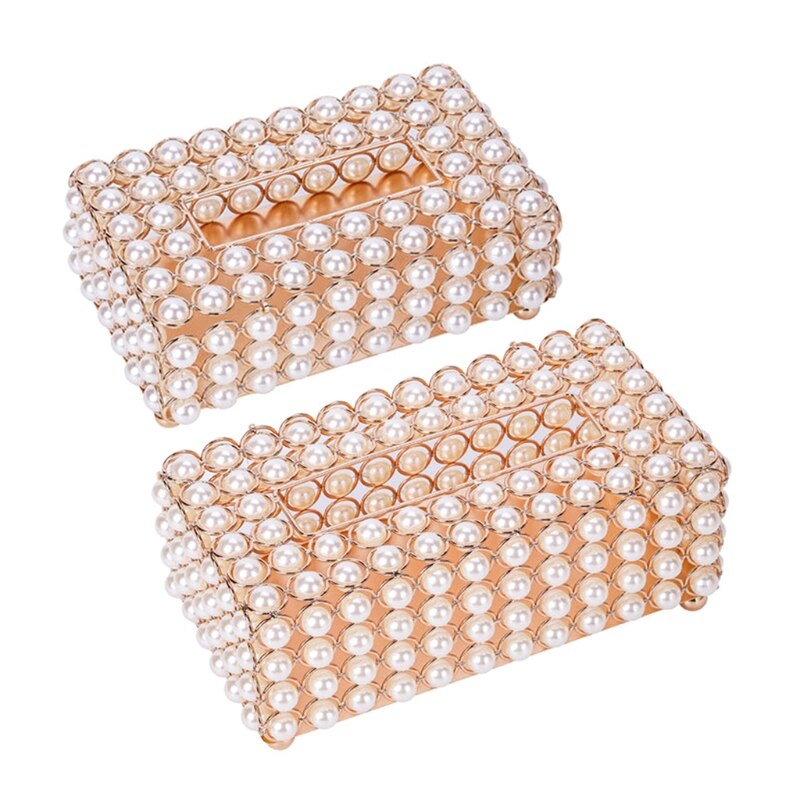 Luxe simulatie parel tissue doos opbergdoos bureau servet papier container