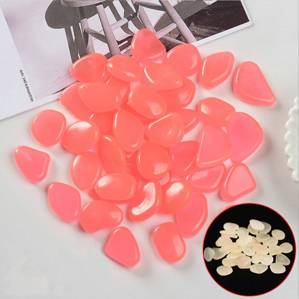 50/100 sztuk świecące kamienie otoczaki do ogrodu blask kamienie skały na chodniki ścieżka ogrodowa Patio trawnik ogród wystrój ogrodu: 100pcs / Pink