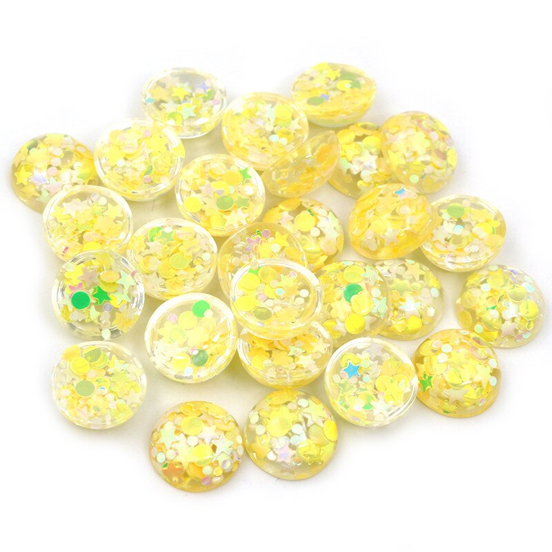 40pcs 12mm Mischfarben Star Round Moon Style Harz Cabochon mit flachem Rücken für Armband Ohrringe Zubehör: D6-45